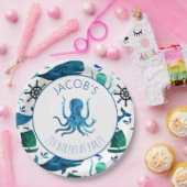 Onder de Zee Waterverf Ocean Octopus Birthday Papieren Bordje (Feest)