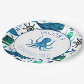 Onder de Zee Waterverf Ocean Octopus Birthday Papieren Bordje (Gekanteld)
