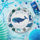 Onder de Zee Waterverf Ocean Whale Birthday Papieren Bordje (Feest)