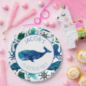 Onder de Zee Waterverf Ocean Whale Birthday Papieren Bordje (Feest)
