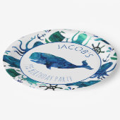 Onder de Zee Waterverf Ocean Whale Birthday Papieren Bordje (Gekanteld)