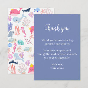 Onder de Zee Waterverf Oceandieren Baby Shower Bedankkaart