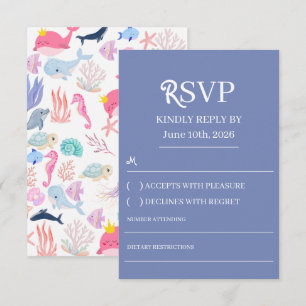 Onder de Zee Waterverf Oceandieren Baby Shower RSVP Kaartje