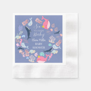 Onder de Zee Waterverf Oceandieren Baby Shower Servet