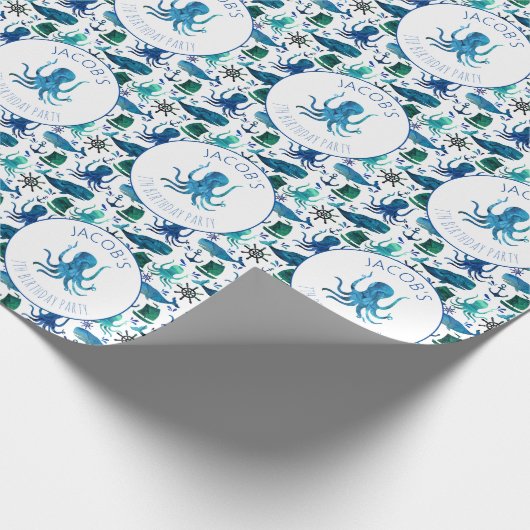 Onder de Zee Waterverf Octopus Cadeaupapier (Hoek)