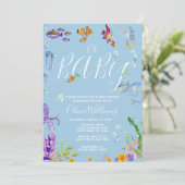 Onder de Zee Waterverf Oh Baby shower Kaart (Staand voorkant)