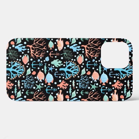 Onder de Zee Waterverf Pattern Dark Case-Mate iPhone Case (Achterkant (horizontaal))