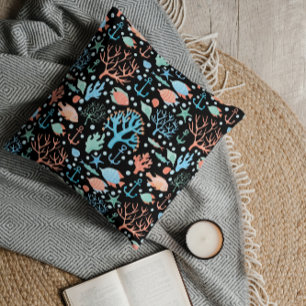Onder de Zee Waterverf Pattern Dark Kussen