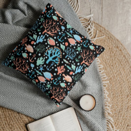 Onder de Zee Waterverf Pattern Dark Kussen