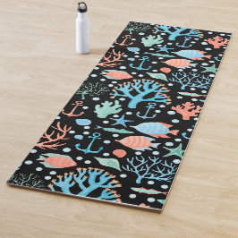 Onder de Zee Waterverf Pattern Dark Yogamat