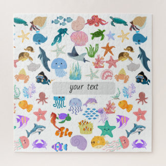 Onder de Zee, Waterverf Print, Decor Fijn Legpuzzel