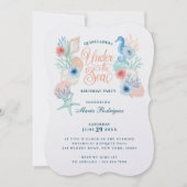 Onder de Zee Waterverf Seashells Quinceañera Kaart (Voorkant)