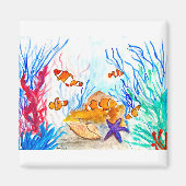 Onder de zee waterverf vis oceaan kustgebied zee magneet (Voorkant)