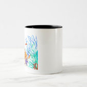 Onder de zee waterverf vis oceaan kustgebied zee tweekleurige koffiemok (Center)