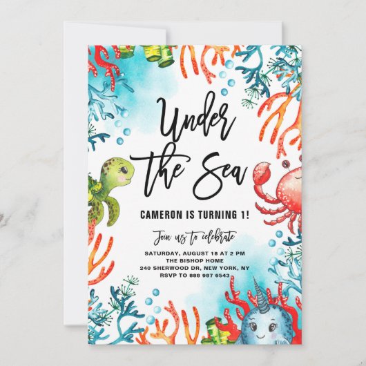 Onder de Zee Waterverf Vrienden kinderen op zaterd Kaart (Voorkant)