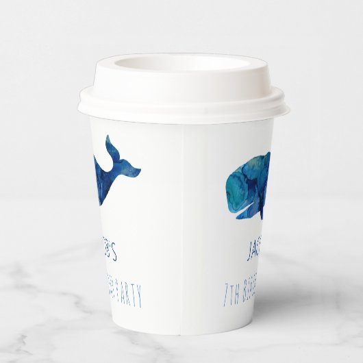 Onder de Zee Waterverf walvis Papieren Bekers (Rechts)