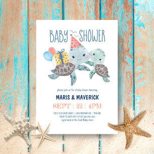 Onder de Zee Waterverf Zee schildpad Baby shower Kaart