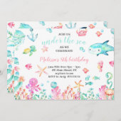 Onder de Zee Waterverf Zomer-meisje Kaart (Voorkant / Achterkant)