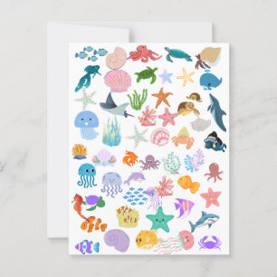 Onder de Zee, Waterverfprint, Decor Fijn  Briefkaart