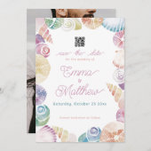 Onder de Zee Whimsische Waterverf Foto & QR Save The Date (Voorkant / Achterkant)