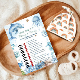 Onder de zee wie zei het Baby shower spelkaart Kaart
