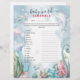 Onder de Zee 'Word Scramble'-Baby shower