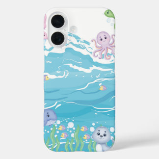 Onder de Zee Zachte Pastel iPhone 16 Hoesje