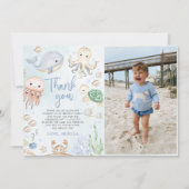 Onder de Zee Zee Dieren Verjaardagsfeest Foto Bedankkaart (Voorkant)