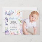 Onder de Zee Zeedieren Verjaardag Bedankt Kaart (Voorkant)