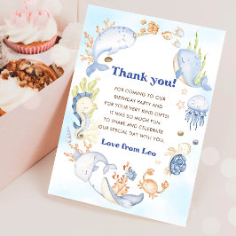 Onder de Zee Zeedieren Verjaardag Bedankt Kaart