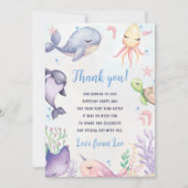 Onder de Zee Zeedieren Verjaardag Bedankt Kaart (Voorkant)