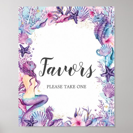 Onder de Zee Zeemeermin Baby Bruiloft Favor  Poster (Voorkant)