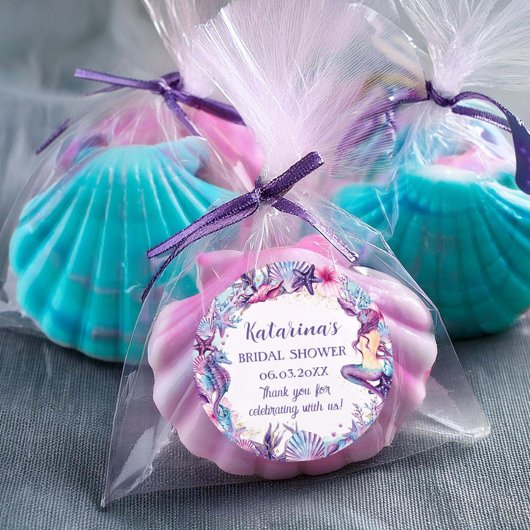 Onder de Zee Zeemeermin Baby Shower Paars Turkoois Ronde Sticker