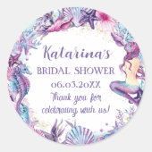 Onder de Zee Zeemeermin Baby Shower Paars Turkoois Ronde Sticker (Voorkant)