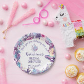 Onder de Zee Zeemeermin Bruidsdouche Paars Roze Papieren Bordje (Feest)