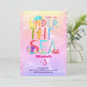 Onder De Zee Zeemeermin Eenhoorn Roze Glitter Meis Kaart (Staand voorkant)