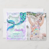 Onder de zee Zeemeermin Foto Uitnodiging (Voorkant)