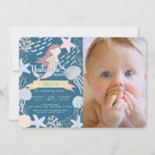 Onder de Zee Zeemeermin Marine Foto 1e Verjaardag Kaart (Voorkant)
