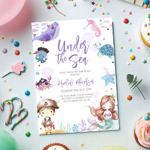 Onder de Zee Zeemeermin Oceaanthema Baby Shower Kaart