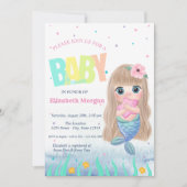 Onder De Zee, Zeemeermin Schelp Baby Shower Kaart (Voorkant)