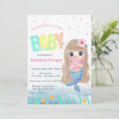 Onder De Zee, Zeemeermin Schelp Baby Shower Kaart (Staand voorkant)