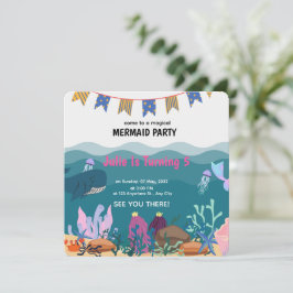 Onder De Zee Zeemeermin Verjaardagsfeest Verjaarda Kaart