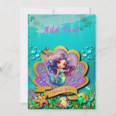 Onder De Zee & Zeemeermin Verjaardagsfeestje Bedankkaart (Voorkant)