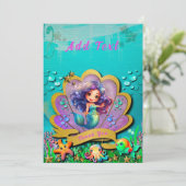 Onder De Zee & Zeemeermin Verjaardagsfeestje Bedankkaart (Staand voorkant)