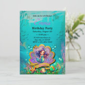 Onder De Zee & Zeemeermin Verjaardagsfeestje Kaart (Staand voorkant)
