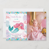 Onder de Zee Zeemeermin Verjaardagsuitnodiging Kaart (Voorkant)