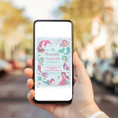 Onder de Zee Zeemeermin Verjaardagsuitnodiging Kaart