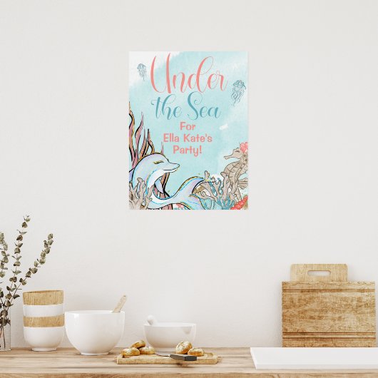 Onder de Zee Zeemeermin Welkomstbord Poster (Keuken)