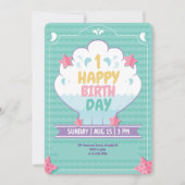 Onder De Zee Zeeschelp Uitnodiging 1e Verjaardag (Voorkant)