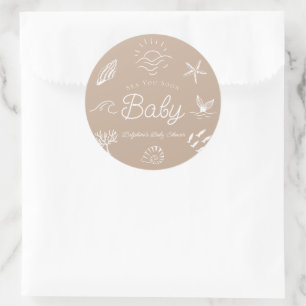 Onder de Zee Zie Je Spoedig Bruine Babyborrel Ronde Sticker